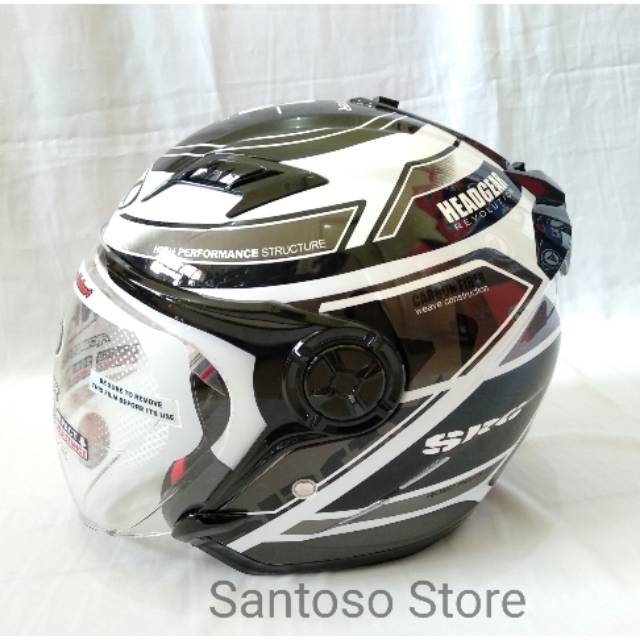 Helm Half Face Dewasa NHK Gladiator Touring White Putih Silver Double Visor SNI