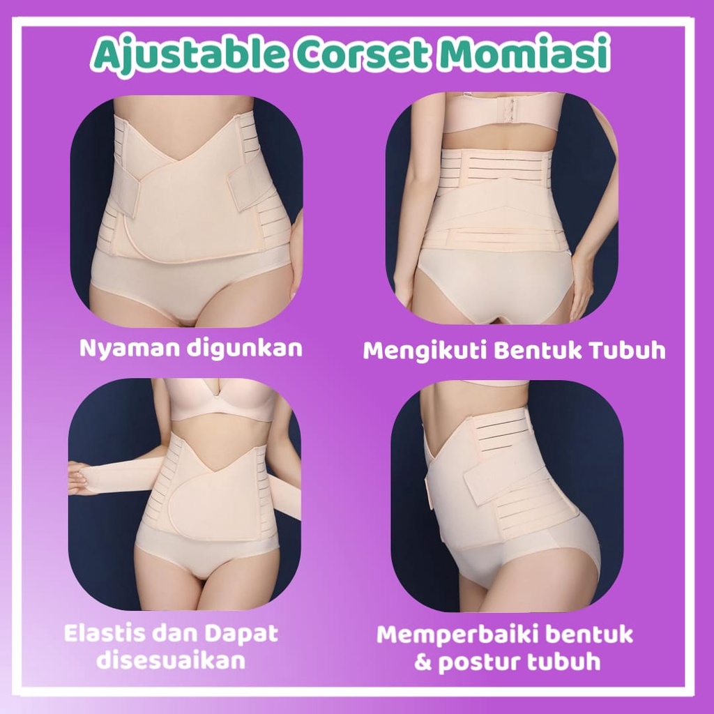 Momiasi - Korset Stagen Gurita Bengkung Pelangsing Pecngecil Perut Pasca Melahirkan Wanita Premium
