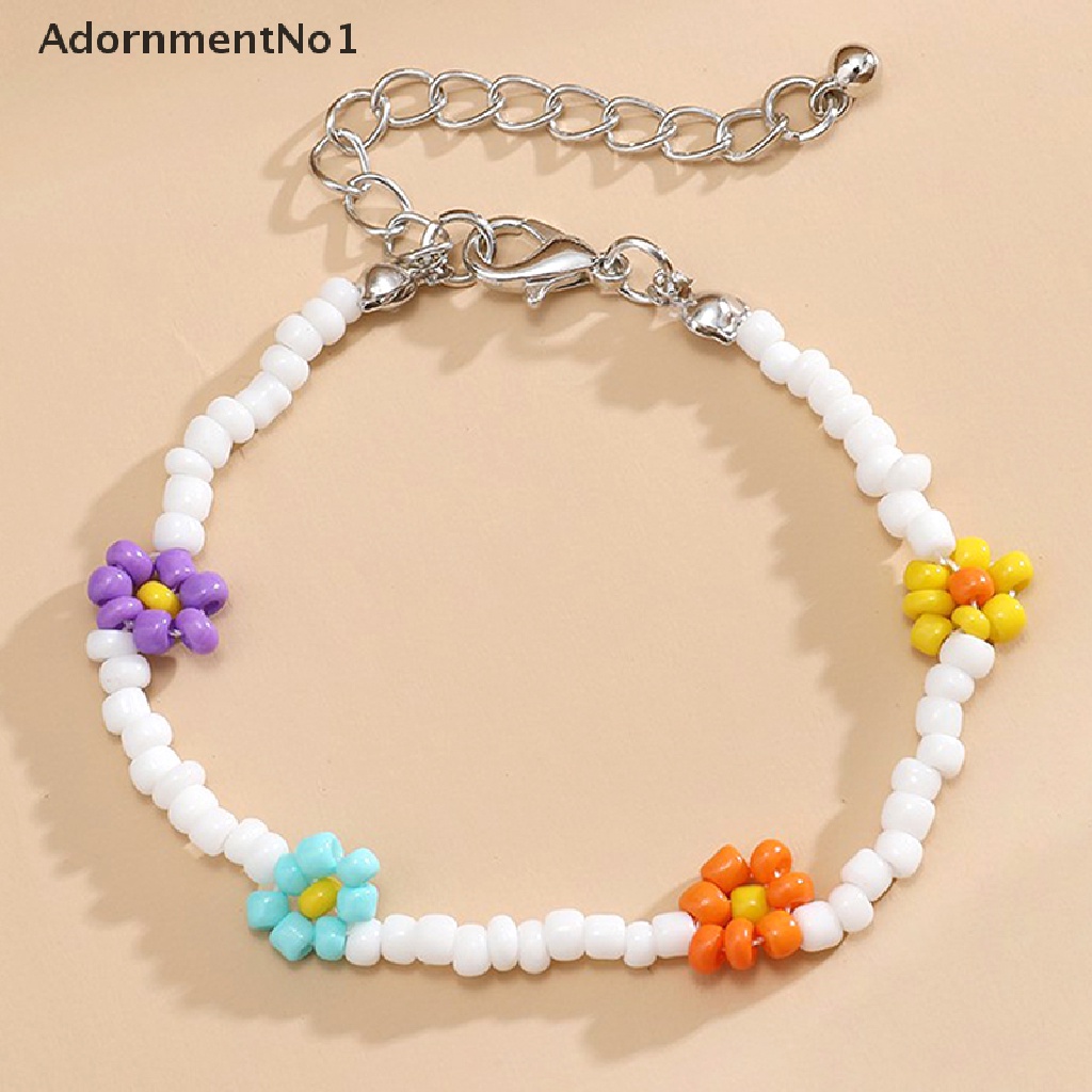 (AdornmentNo1) Gelang Bangle Manik Bunga Aster Handmade Gaya Boho Untuk Wanita