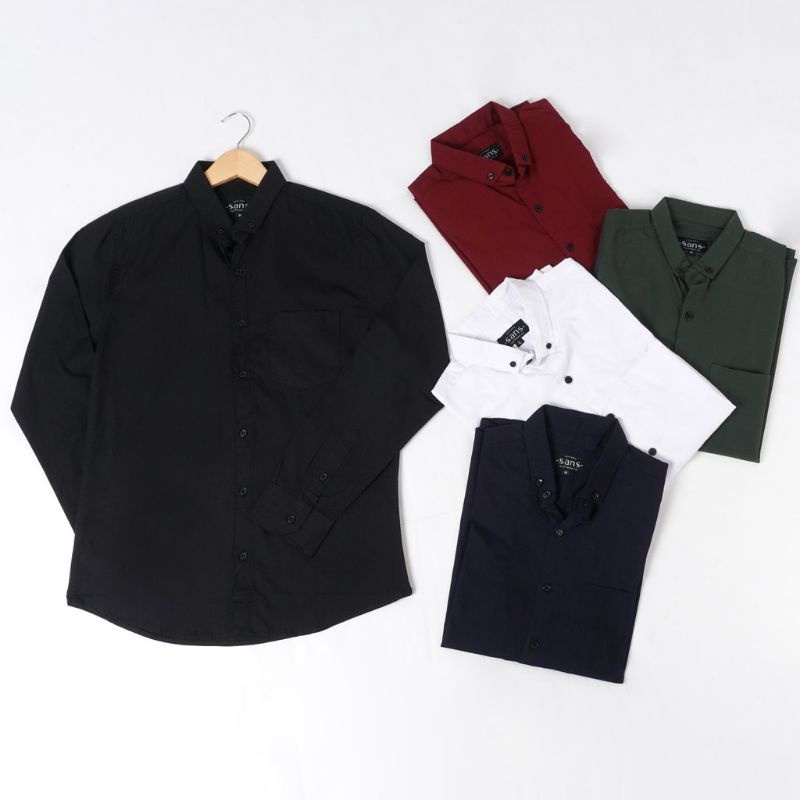 kemeja polos lengan panjang/Hem cowok/kemeja kasual/outfit cowok keren/kemeja formal