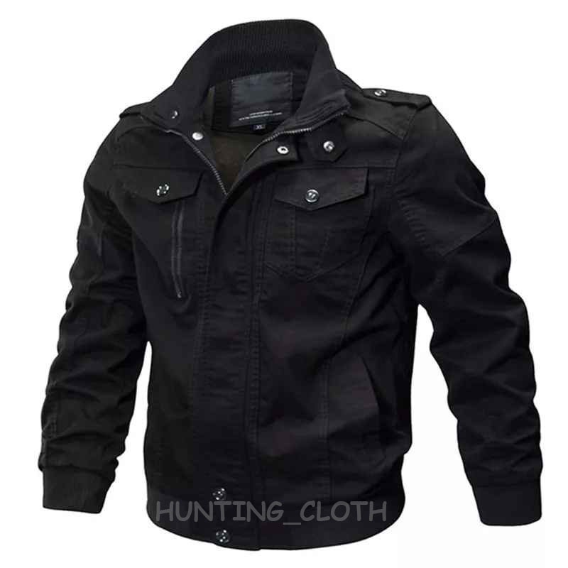 JAKET BOMBER PRIA MILITARY KLASIK HUNTING NWS D2BLACK-5
