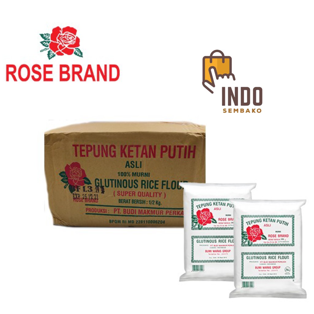 Tepung Ketan Rose Brand 20 x 500g dus / Tepung Ketan Putih Rosebrand 20 x 500 gram dus / Glutinous