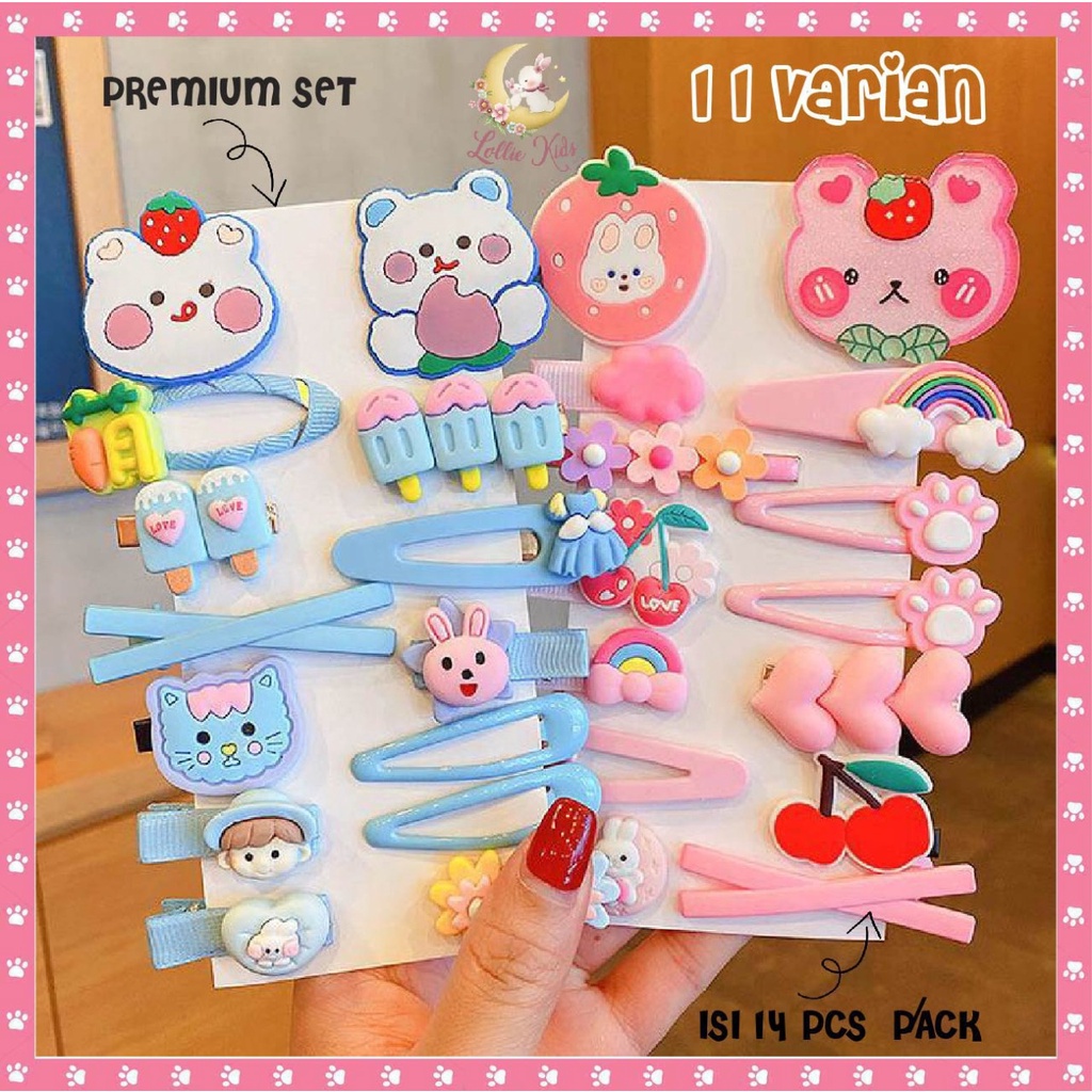 SET JEPIT ISI 14 PCS / SET JEPIT RAMBUT ANAK LUCU / JEPITAN AKSESORIS RAMBUT ANAK MURAH / JEPIT RAMB