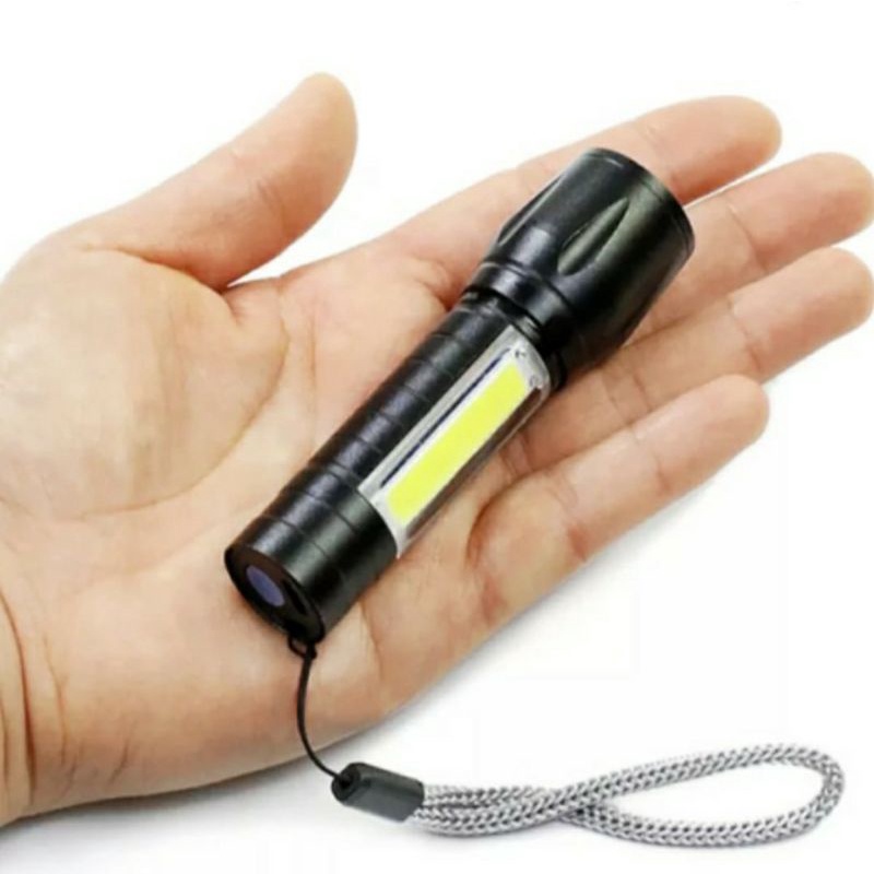 Senter Mini zoom LED XPE + COB  USB Charge Senter Led Super Terang