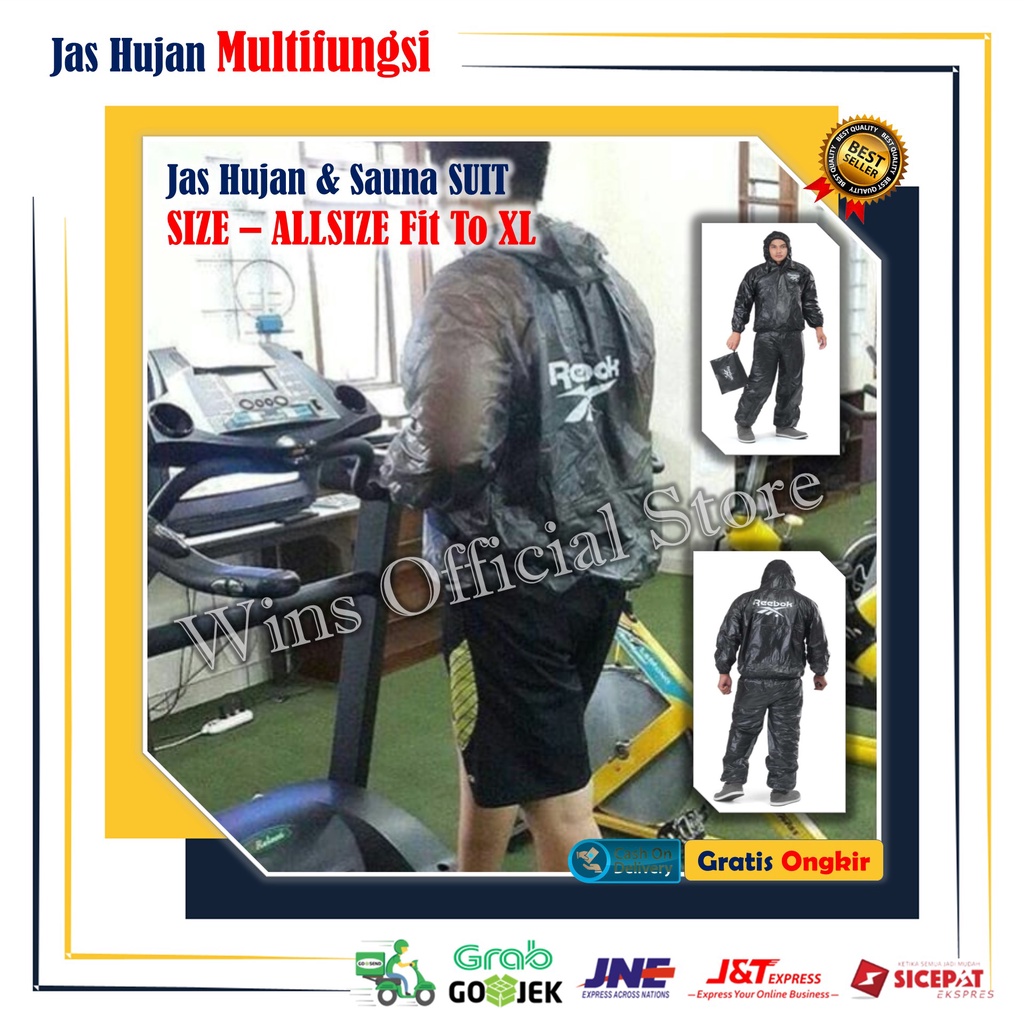 Jas Hujan Sauna Setelan Reebok Jaket Celana Pria Wanita Raincoat Sepeda Motor Multifungsi Olahraga