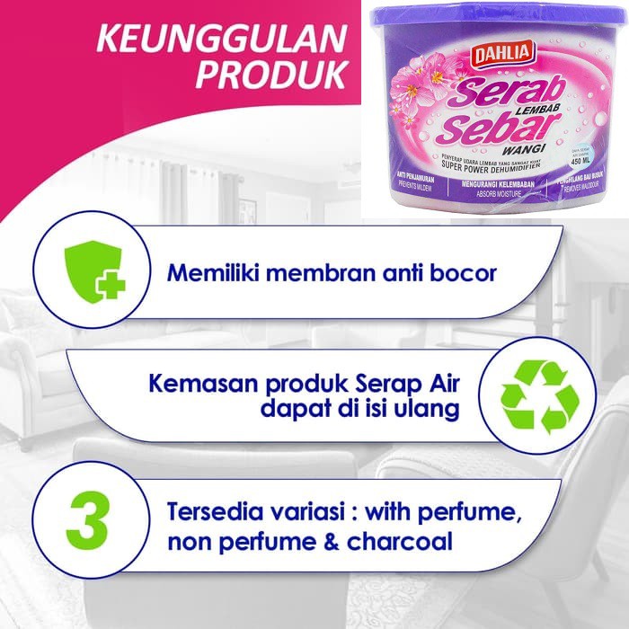 Dahlia Serab Lembab dan bau dengan Karbon Aktif 250 gram bisa Efektif Serap Air 450ML - Hitam