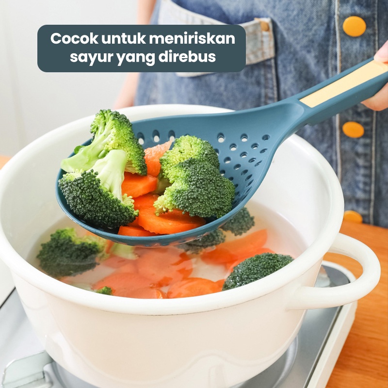 Dejavu Saringan Mie Sendok Plastik Lubang Saringan Peralatan Masak Dapur Centong Spatula Sutil Penyaring Tahan Panas HLS311-5