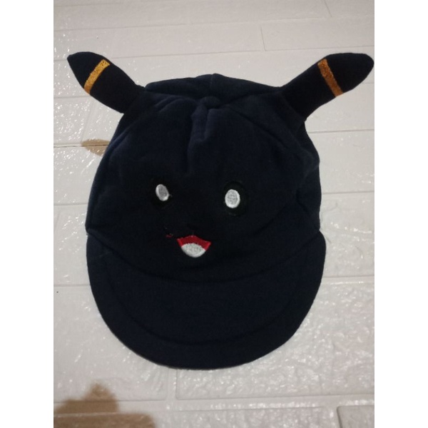 LYSASHOP - Topi Anak Bayi Lucu Motif Kucing/Topi Kupluk Bayi-Pikachu Hitam