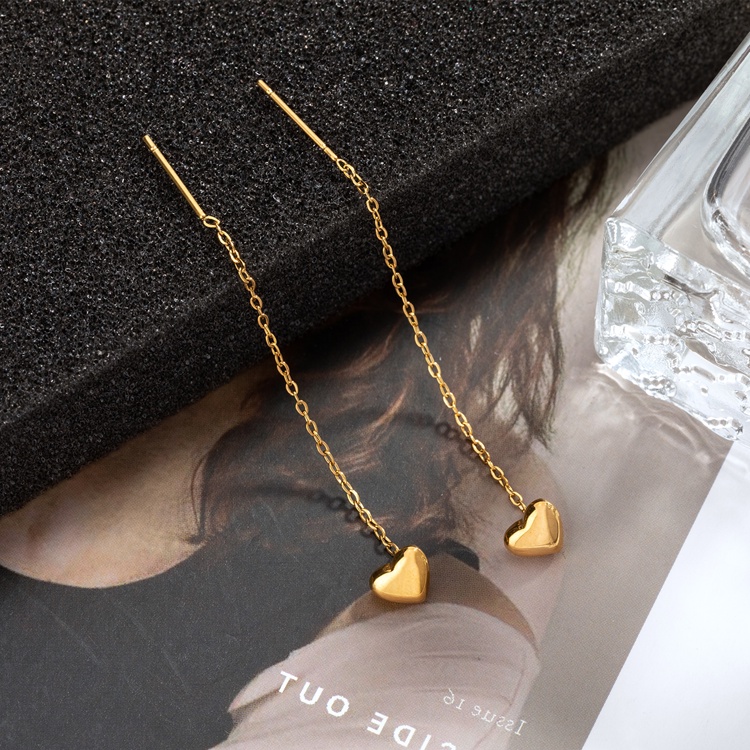 IFYOU Anting Rumbai Bentuk Hati Warna Emas Gaya Korea Untuk Aksesoris