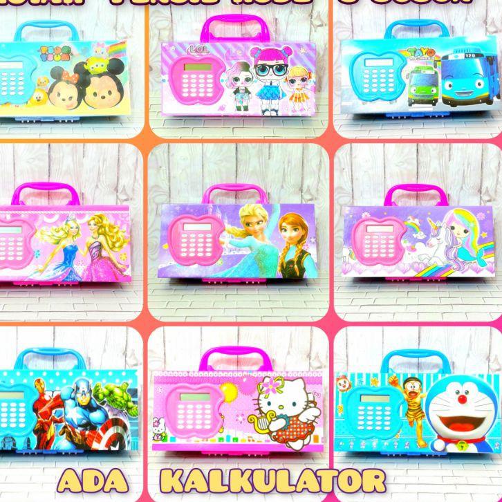 

(PRODUK LCZ8A) Tempat Pensil Kode Kunci 3 Susun ada Kalkulator LOL Pony Hello kitty Tayo tsum2