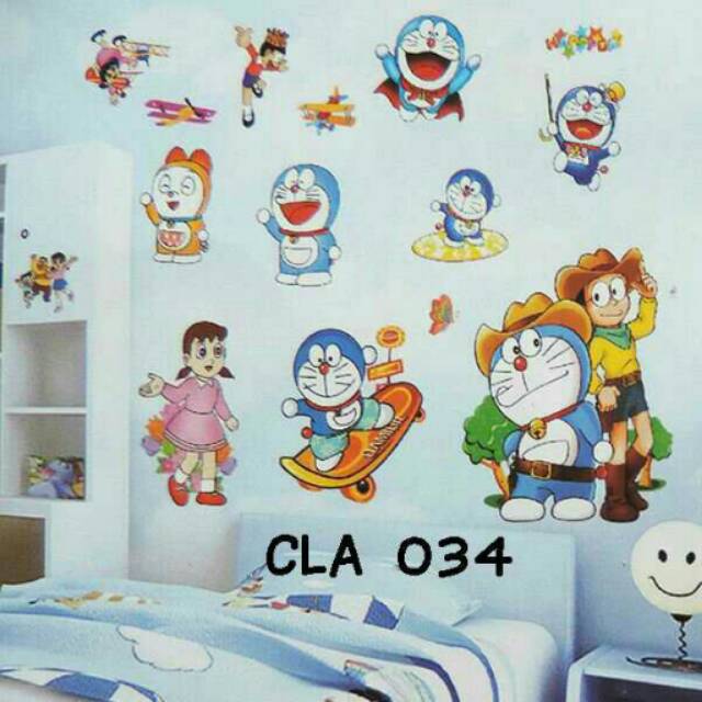 Wallsticker 3d Doraemon Cowboy Stiker Dinding Timbul 3 Dimensi Kartun Jepang Dekorasi Rumah