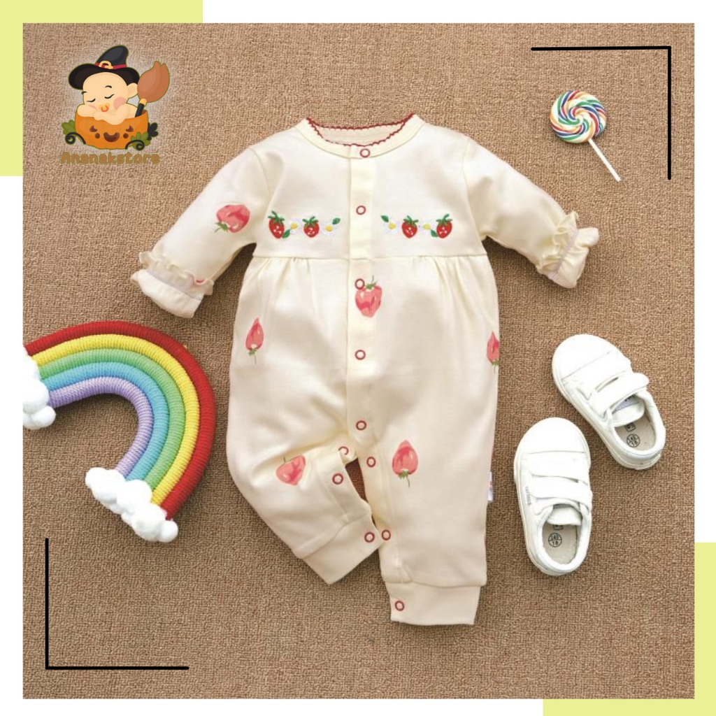 Ananakstore / Jumper bayi Perempuan 0-1tahun STROBERI KUNING / Baju bayi / Jumper bayi lucu dan cantik