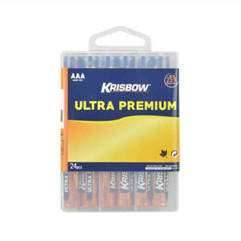 Krisbow Baterai Ultra Alkaline Aaa 24 pcs Super Awet Batre Batrai Battery Kecil medium Jam Remot tv