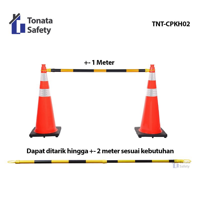 Cone Bar / Cone Pole / Pembatas Kerucut 1 - 2 Meter Kuning Hitam