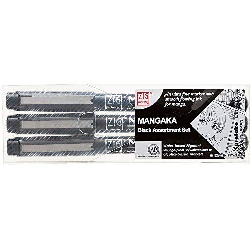 

Kuretake Zig drawing pen mangaka black set CNM 3VBK