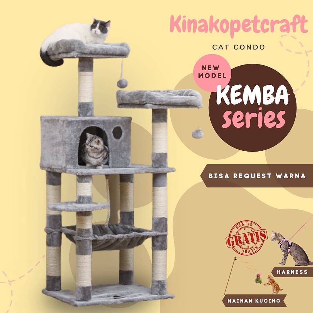 Rumah Kucing Tingkat / Cat Tree / Cat Condo Tingkat / Tempat Bermain Kucing KEMBA Series