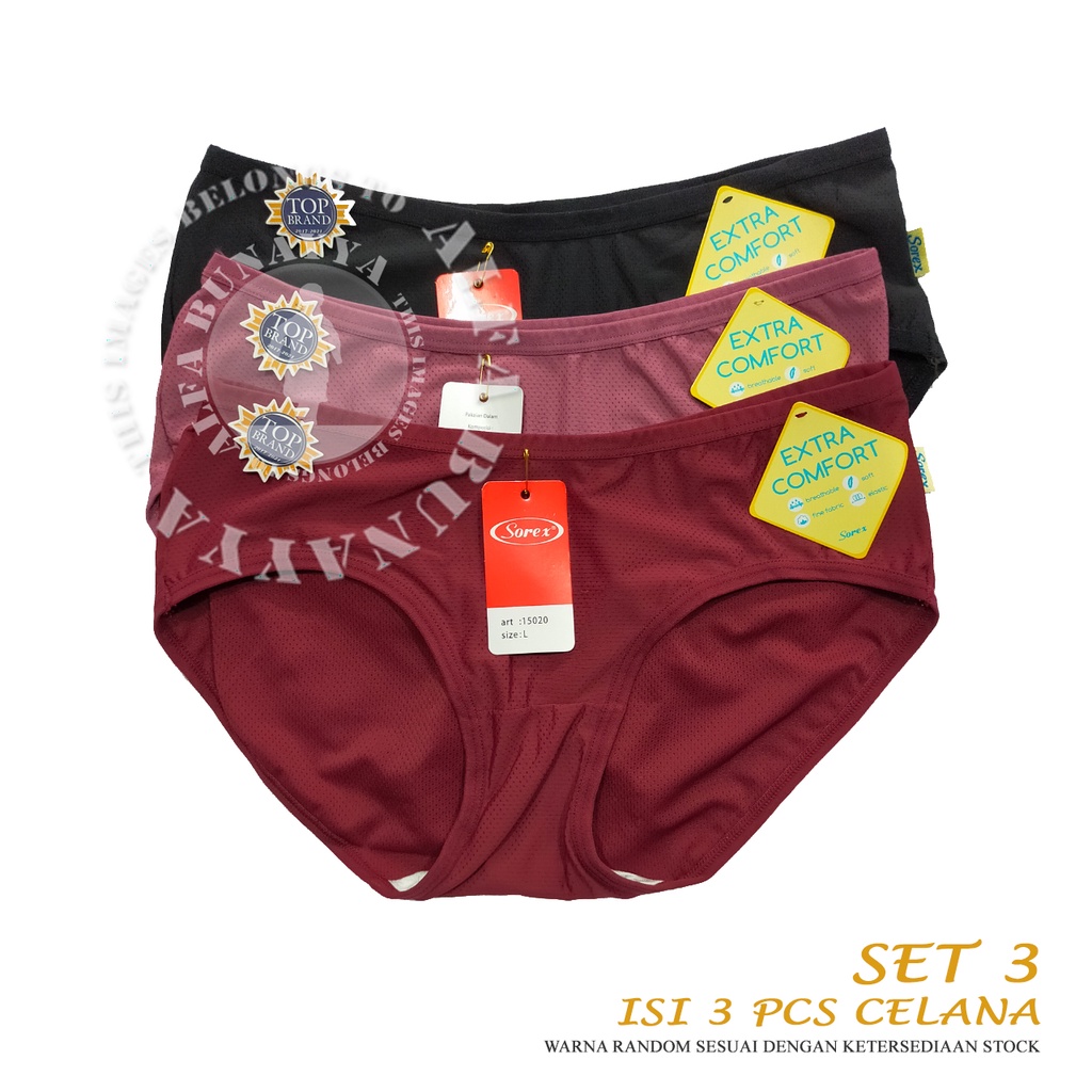 3 Pcs Celana Dalam Wanita SOREX 15020 - MINI Cutting - Extra Comfort CD Underwear - Pakaian Dalam Wanita Katun Cotton