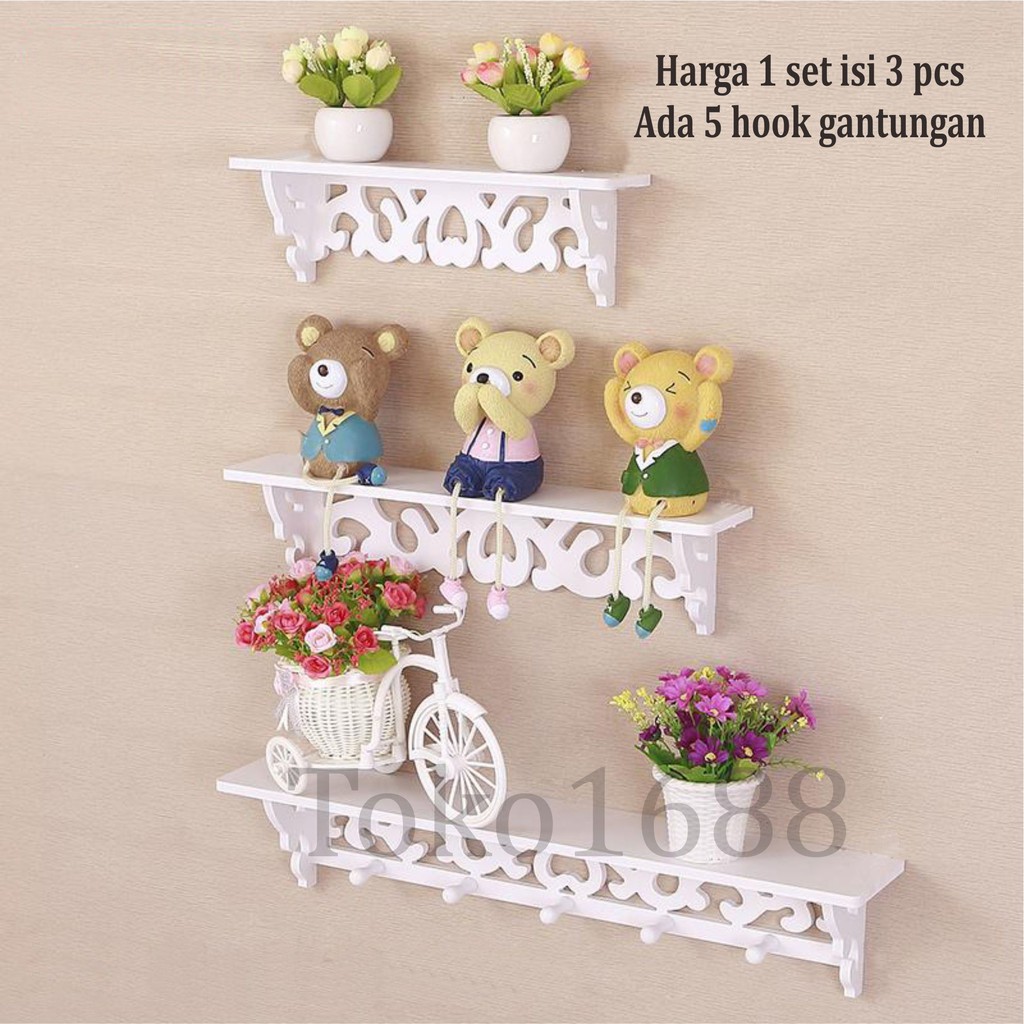 Queen_Fashions Three Layer Rak Dinding 3 susun Rak Pamer Gantung Penyimpanan Hiasan Rak Rumah 1464