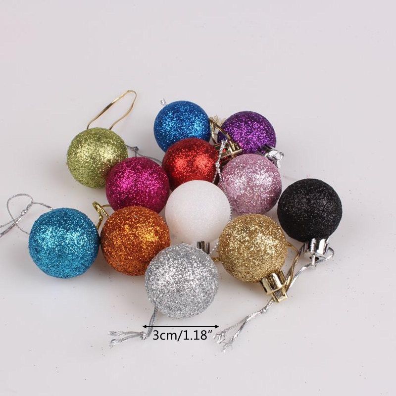 24 Pcs Ornamen Liontin Gantung Bahan Plastik 12 Warna Untuk Dekorasi Pohon Natal