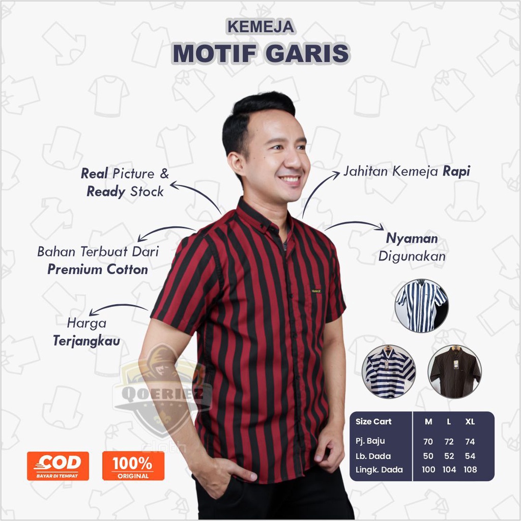Kemeja Kmeja Kameja Baju Atasan Setelan Stelan Distro Fashion Hem Motif Garis Pria Murah