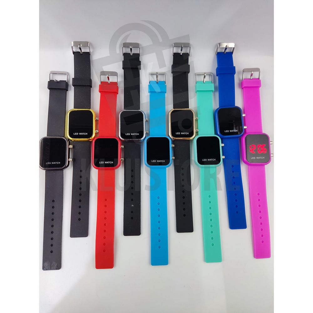 JAM TANGAN LED KOTAK LED WATCH WARNA WARNI LED TV KOTAK