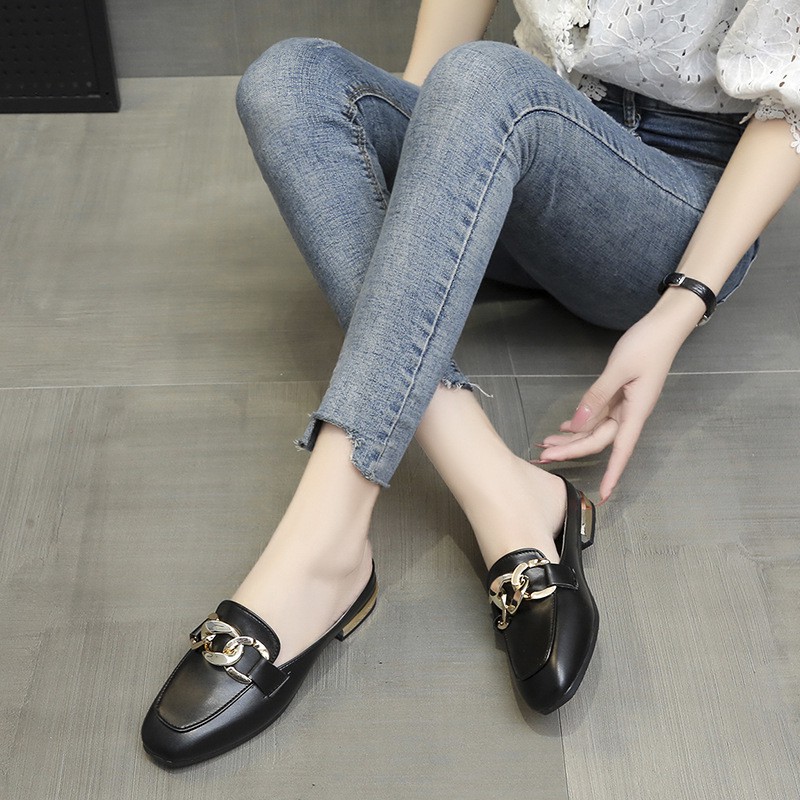 RYX - Chain Sling Sepatu Loafers Wanita Fashion Casual - Ori Import