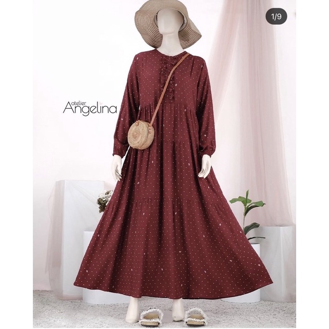 Preloved Bella Dress Polkadot Maroon XXL Atelier Angelina Maret 2022 Maronthok