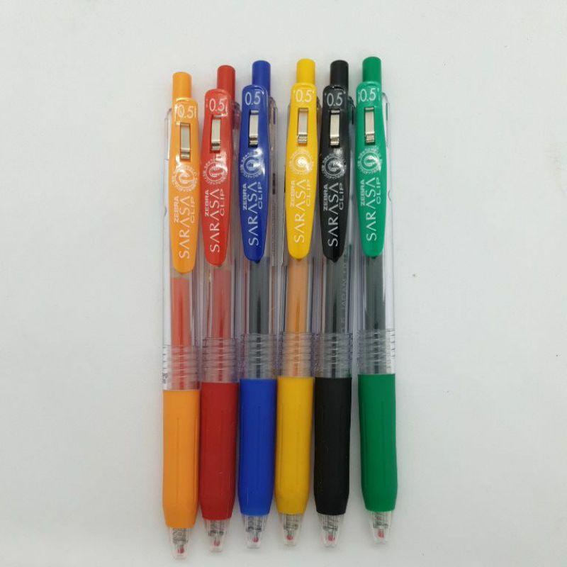 

ballpoint / pulpen / pen sarasa 0.5 zebra warna hitam , biru , hijau , merah , kuning , orange