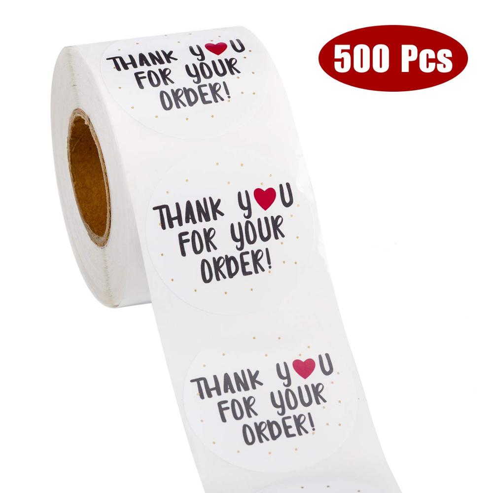 500pcs Stiker Label Bulat Tulisan Thank You For Your Order Handmade Untuk Toko Kecil