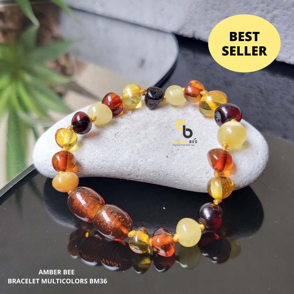 BEST SELLER Gelang Amber Bayi &amp; Anak Premium Glossy &amp; Matte By Amber Bee