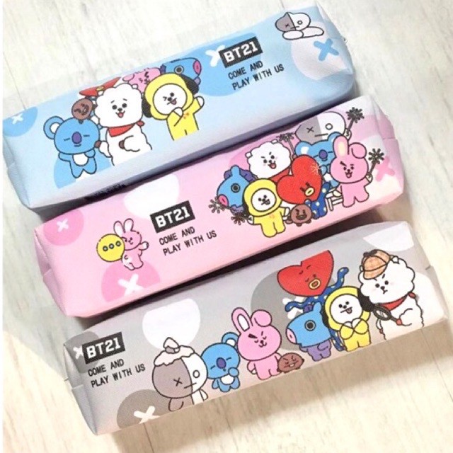 Tempat Pensil Boyband Korea BT21 / Kotak Pensil Karakter / Wadah Alat Tulis Karakter BT21 Lucu