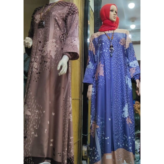 (Ready Jumbo Ld 130 /6L) Gamis Maxmara Lux  | Gamis Maxmara Lux Premium |Tali Pinggang |Busui| Gamis Motif Hujan