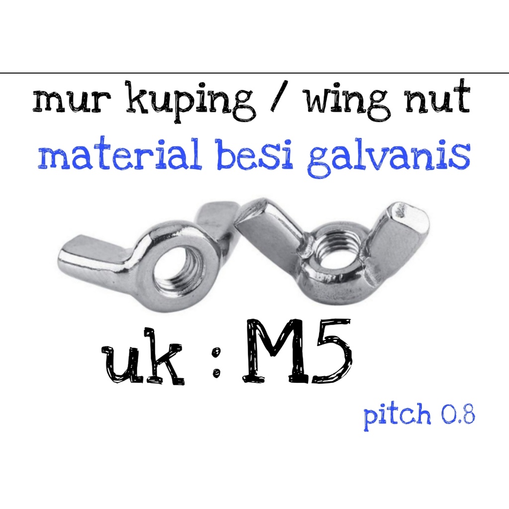 MUR KUPING M5 / WING NUT PUTIH / MUR KUPING MURAH