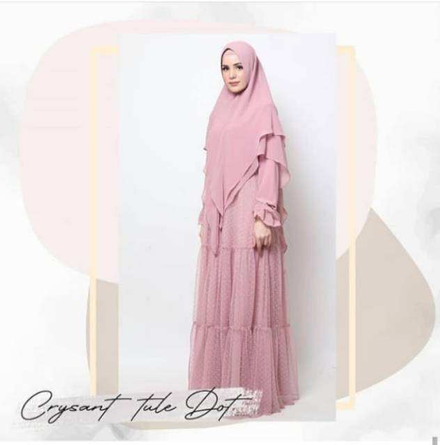 [QNANZ] GAMIS SYARI / DRESS SET / ONLY " CRYSANT TULE DOT" By Qnanz Official