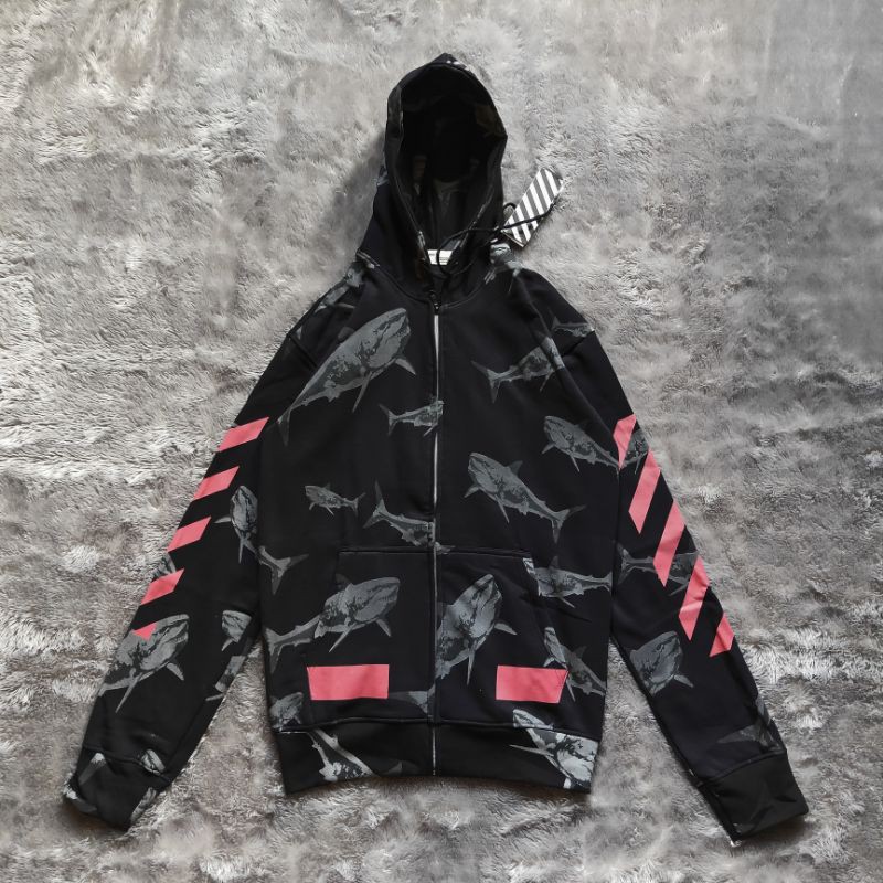 Sweater Hoodie Zipper Off White Shark FullTag &amp; Lebel