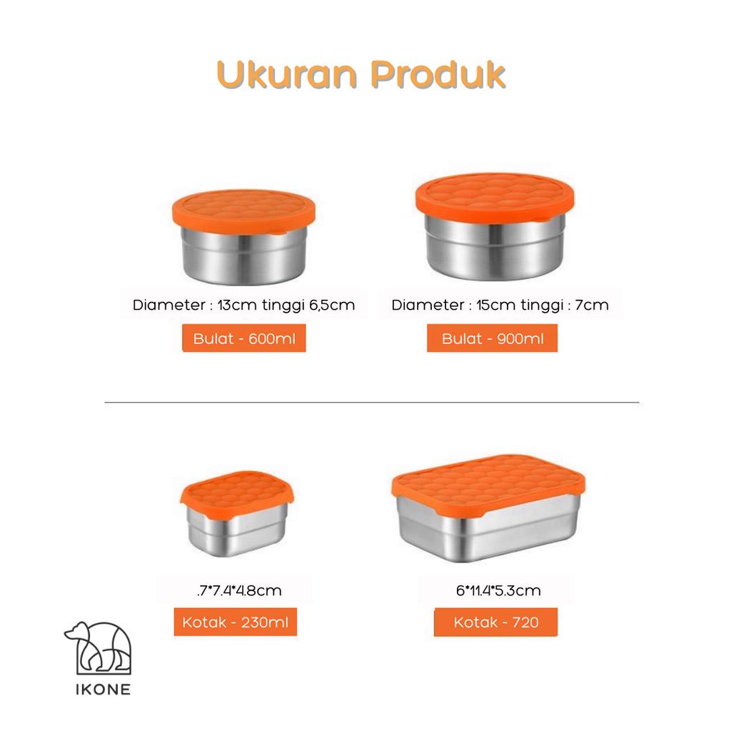 【IKONE】BOKO Tempat Makanan Mangkuk Wadah Makan Snack Dengan Penutup Sillicon Kotak Makan Bahan Stainless Steel