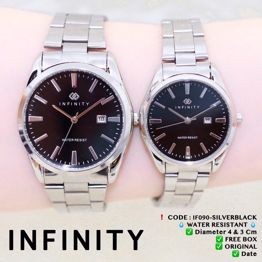 Jam tangan couple Infinity pria dan wanita rantai stainless free box garansi 1 tahun anti air IF002