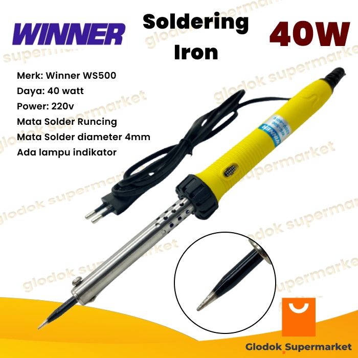 Solder Winner WS500 40 Watt dengan Lampu Indikator WS-500 40w