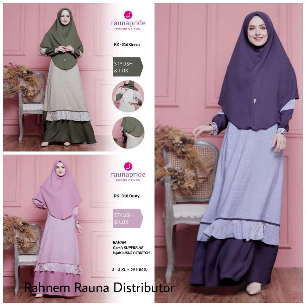 gamis syari rauna rk 316 / 317 / 318 / busui / dress muslim / gamis wanita / gamis plus jilbab