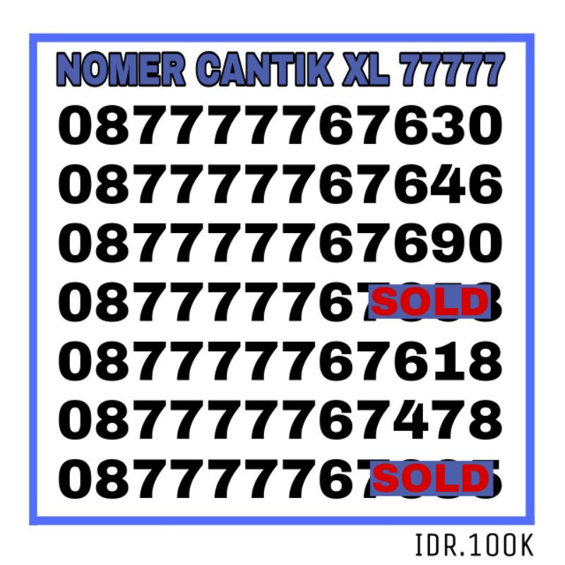 NOMOR CANTIK XL 77777