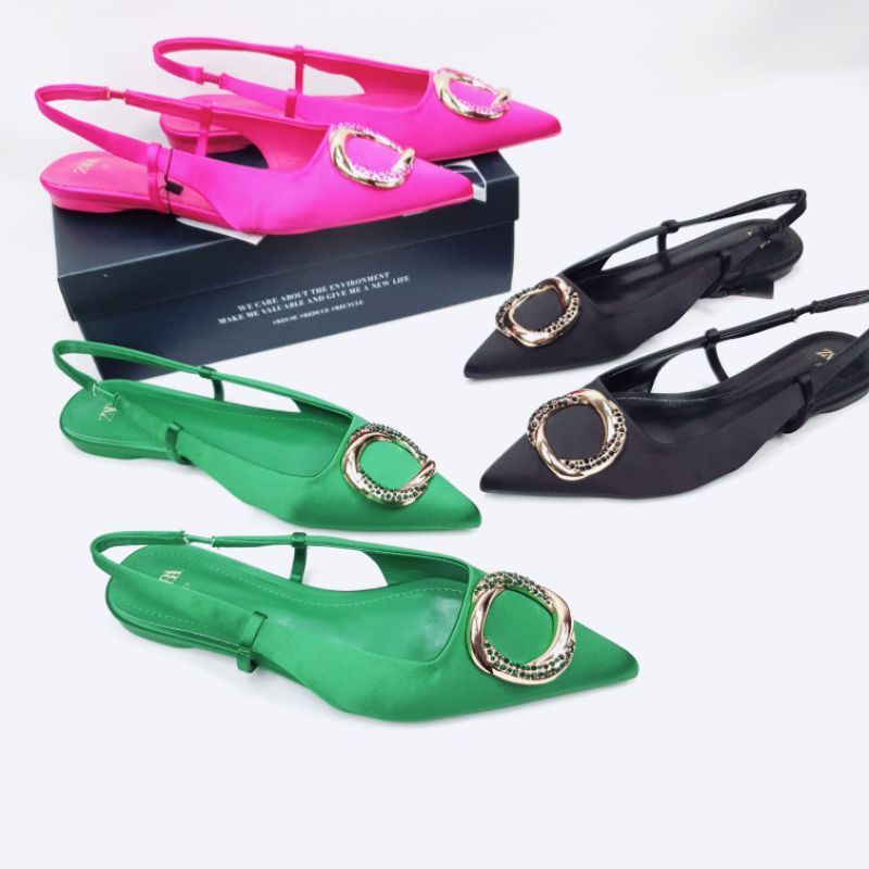 ZR Flat Slingback Satin Mules 2359