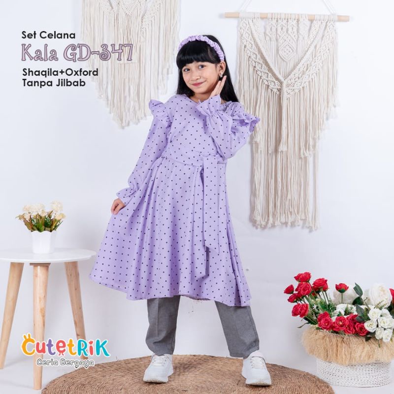 Cutetrik Setelan Celana Panjang Anak Perempuan Set Long Tunik