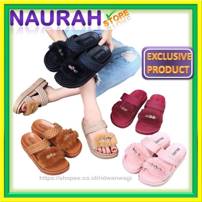 Sandal Wanita Balance 1604 8 Ban2 Bulu Sandal Wedges Original Sandal Slop Jelly Import Lentur Lembut