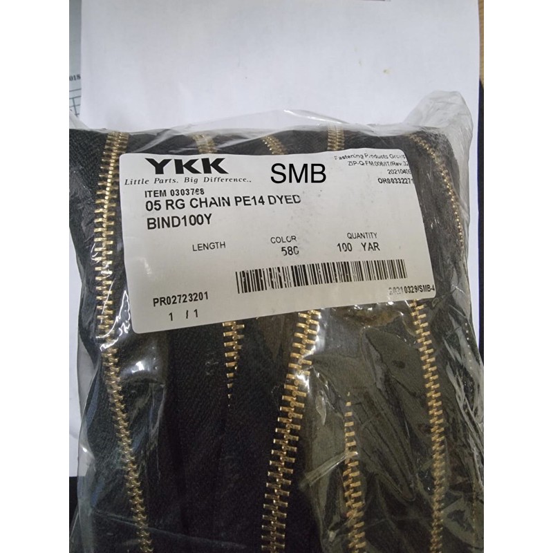 Rantai ritsleting / resleting / zipper YKK 5 RG u/ jaket besi emas 1ROLL = 90meter