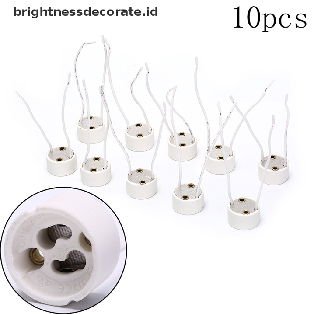 10pcs Soket Gu10 Untuk Lampu Strip Led Halogen Keramik