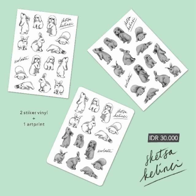 

Sketsa Kelinci Pack Stiker + Artprint