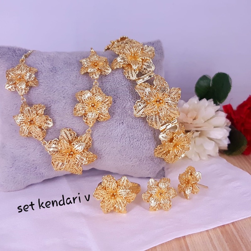 Qrjewellery - Set Kendari Replika Emas 24K