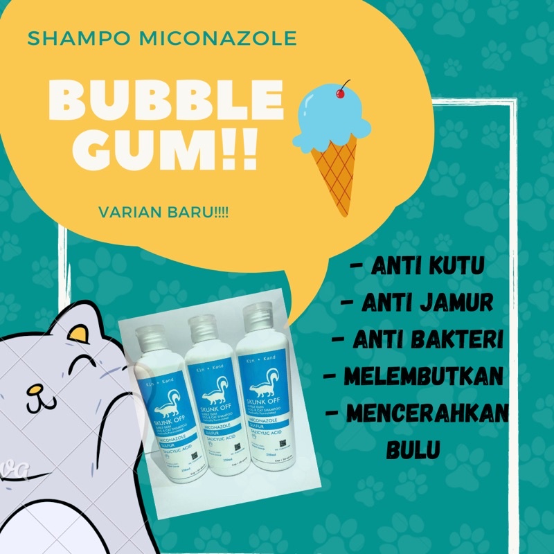 250ML! BARU! BUBBLE GUM SHAMPO MICONAZOLE SHAMPO KUCING ANTI KUTU ANTI JAMUR SHAMPO MICONAZOLE SHAMPO KUCING SHAMPO ANJING ANTI KUTU ANTI JAMUR