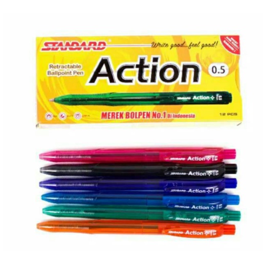 

bolpen sekolah ballpoint standard action 0.5 bulpoin pulpen hitam