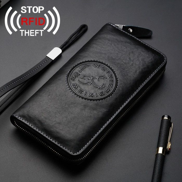 Dompet Pria Dompet Panjang Dompet Kulit Pria RFID Protection Leather Wallet W111(B7M5) Dompet Panjan